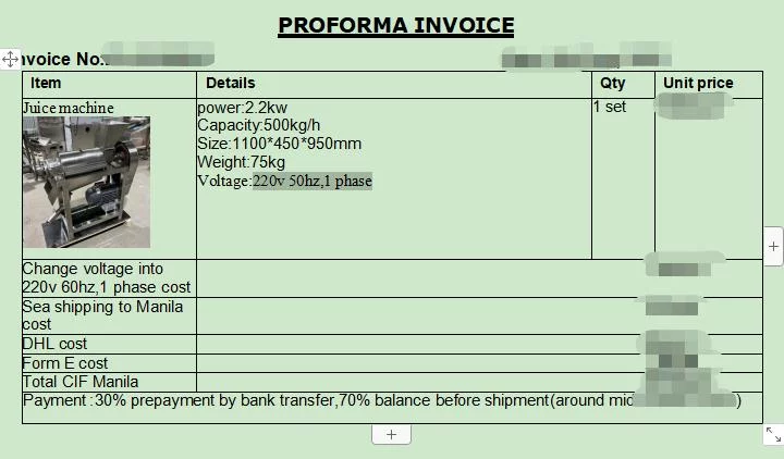 Proforma Invoice